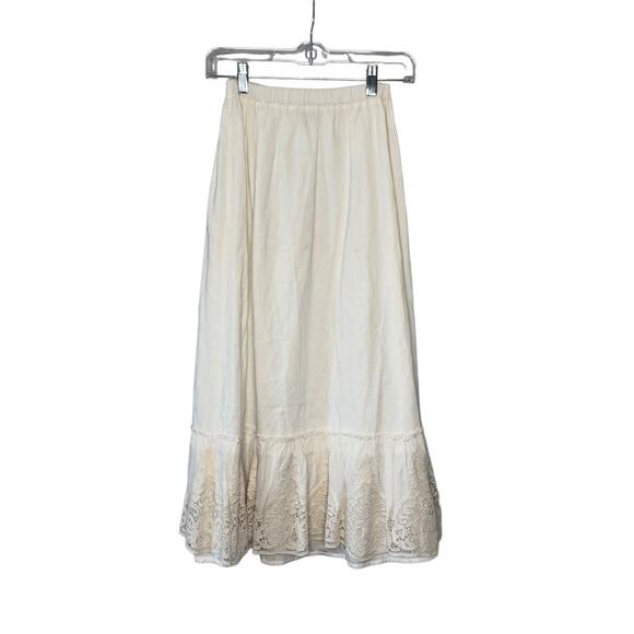 Twinset Lace Trim White Cotton Midi Skirt - Picture 1 of 9